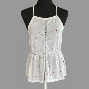 Coco + Jameson Floral Lace Babydoll Top White Size Large